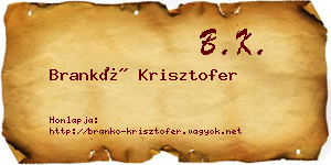 Brankó Krisztofer névjegykártya